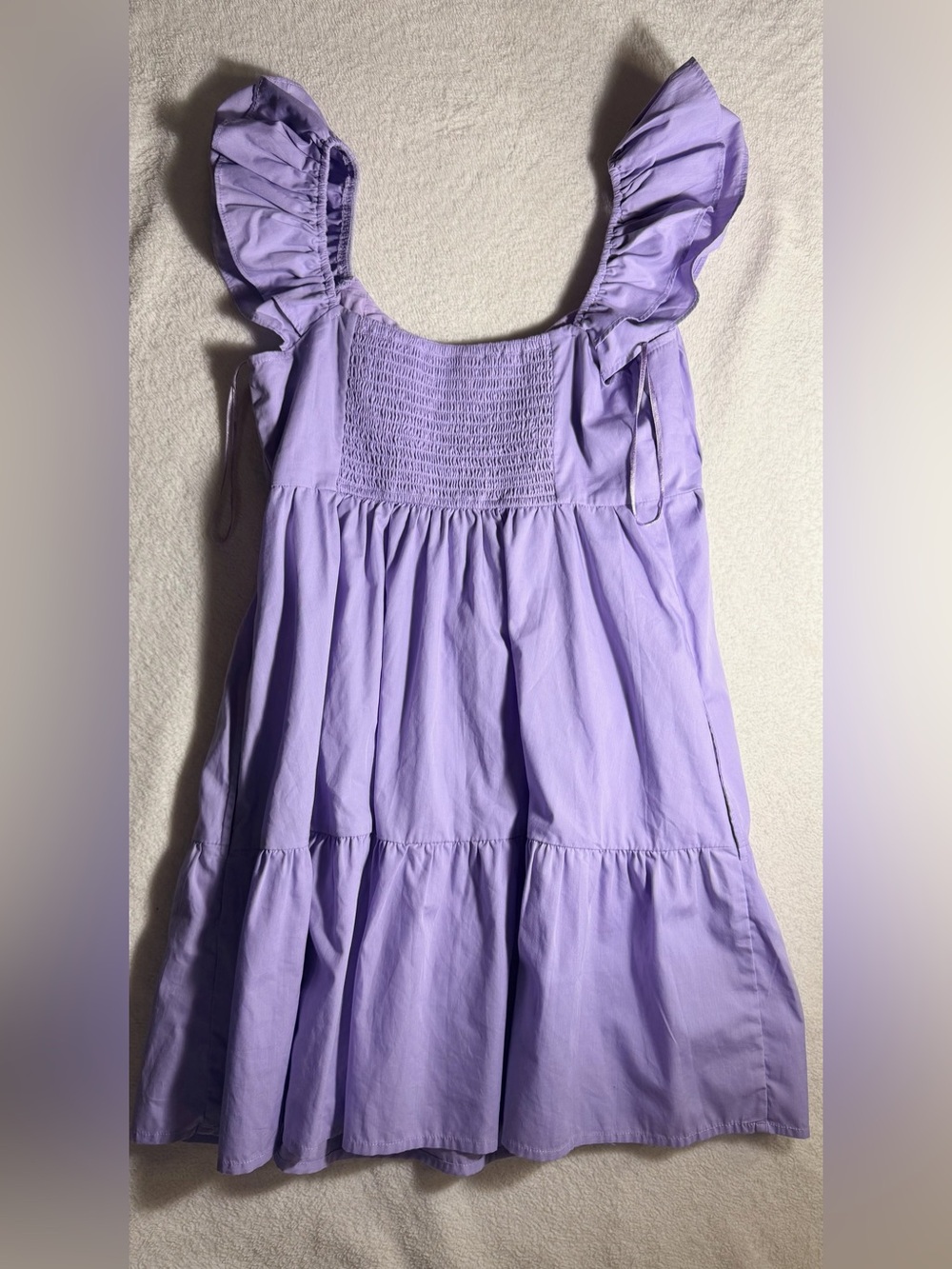 Abercrombie & Fitch Lavender Ruffle Strap Smocked Tiered Mini Dress Size Small - Picture 3 of 5